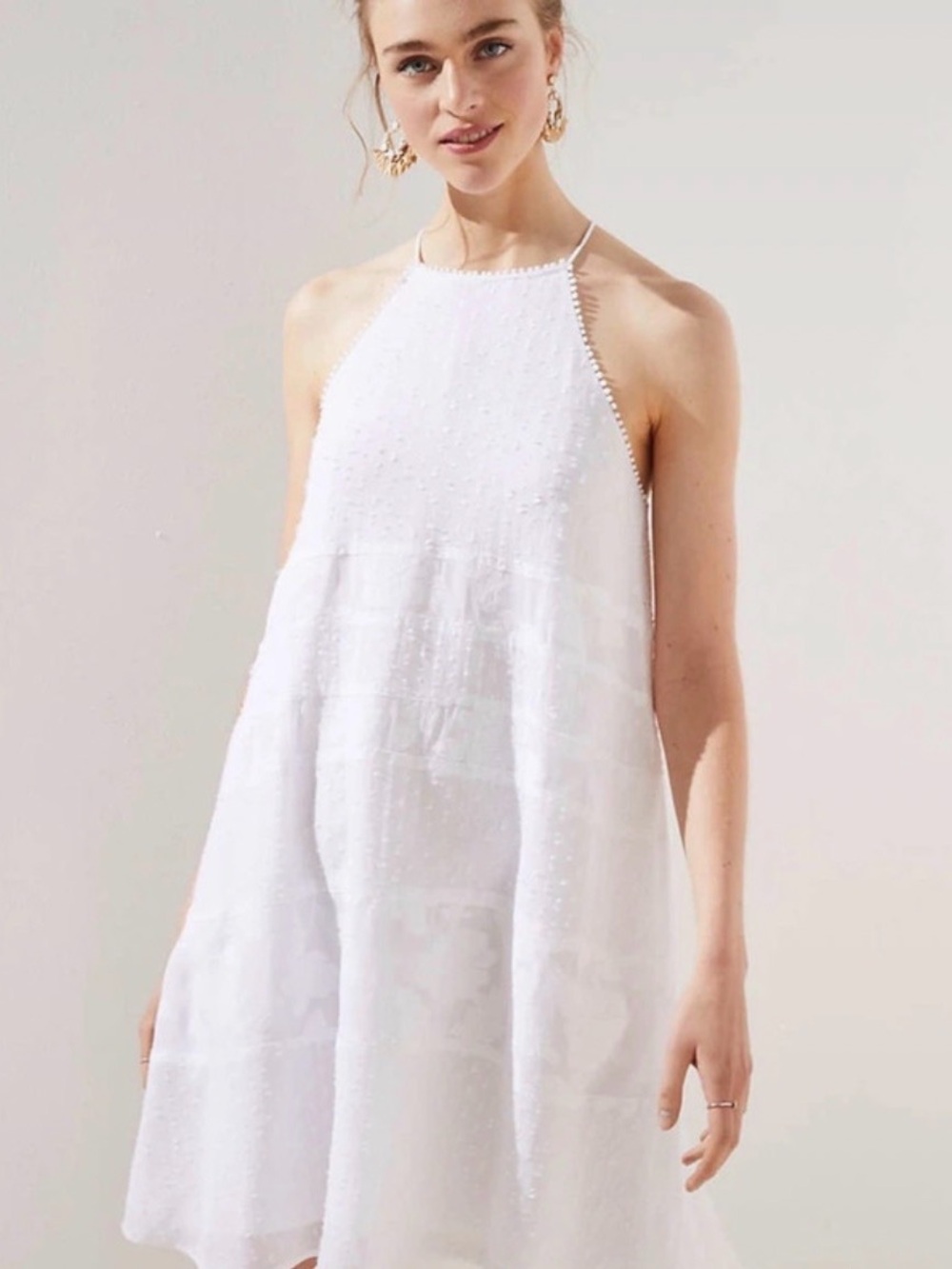 LOFT Petite MP White Halter Mini Dress